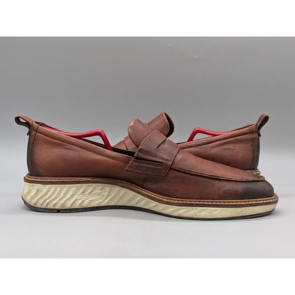 ECCO ST.1 Hybrid Leather Penny Loafers Shoes Slip On Cognac Brown Size 11 main image 8